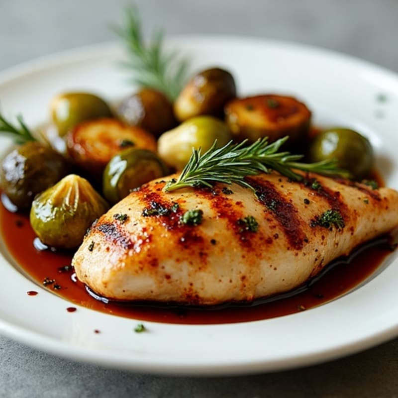 Herb-Roasted Chicken with Balsamic Glazed Brussels Sprouts