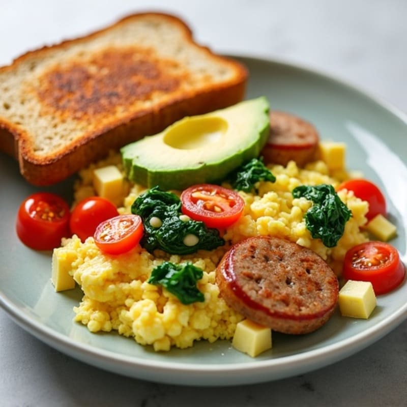 Egg White Scramble with Spinach and Turkey Sausage