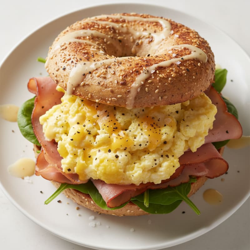 Golden Ham, Egg, and Creamy Cheese Bagel