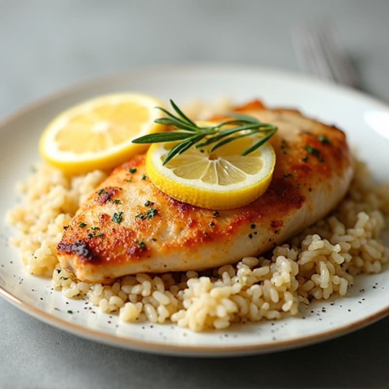 Lemon Herb Roasted Chicken with Fluffy Rice Pilaf