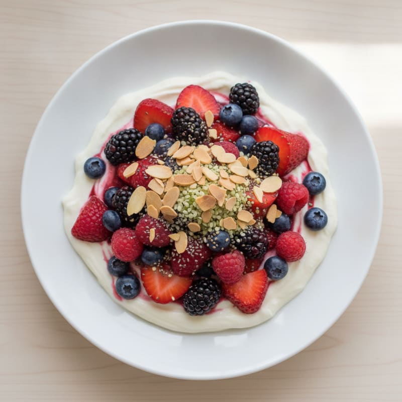 Silky Vanilla Greek Yogurt Protein Parfait with Mixed Berries