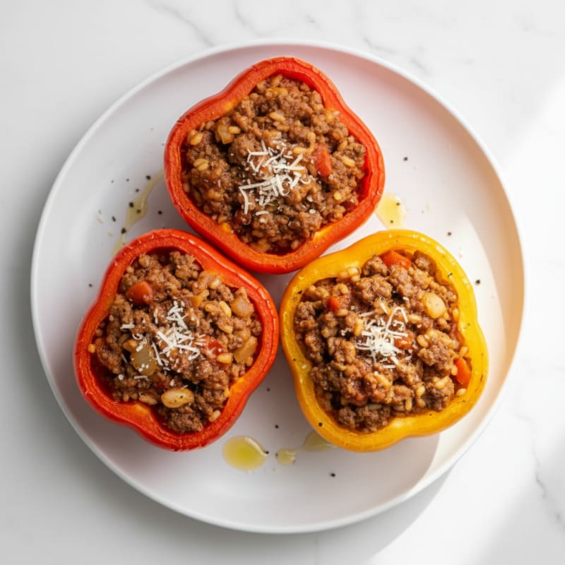 Ground Beef and Rice Stuffed Bell Peppers
