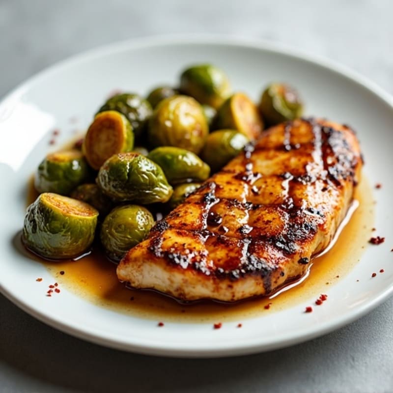 Honey-Balsamic Glazed Crispy Brussels Sprouts with Chicken