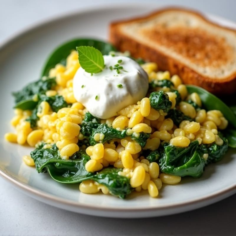 Egg White and Spinach Scramble with Cottage Cheese