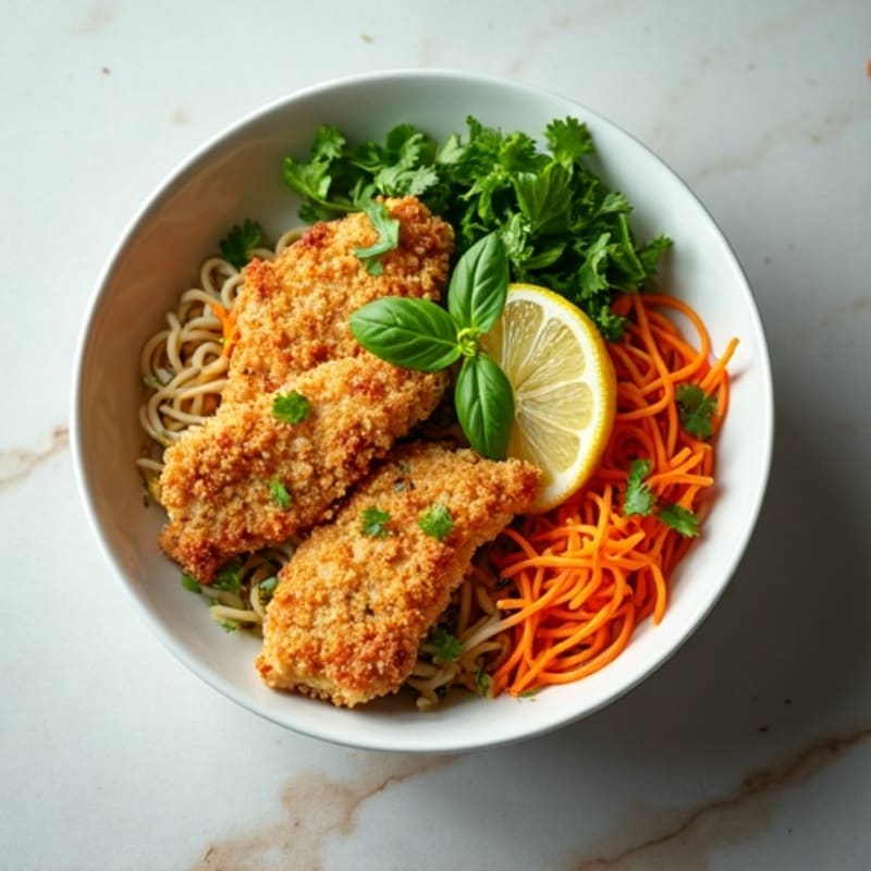Crispy Chicken and Fresh Herb Noodle Bowl