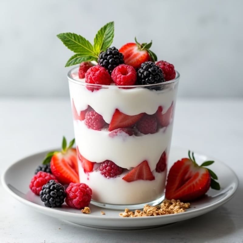Greek Yogurt Protein Parfait with Mixed Berries