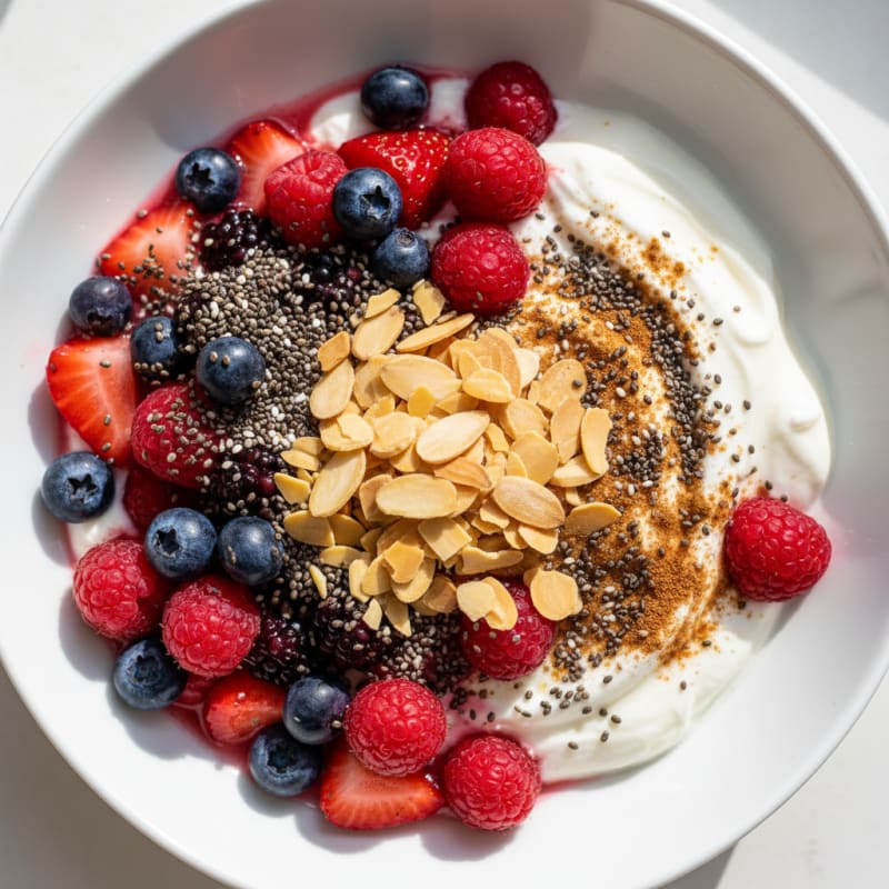 Creamy Greek Yogurt Bowl with Mixed Berries and Chia Seeds