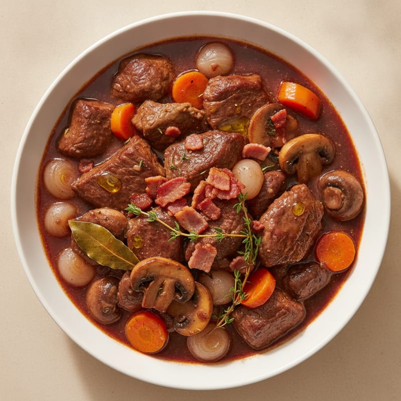Classic Beef Bourguignon with Pearl Onions
