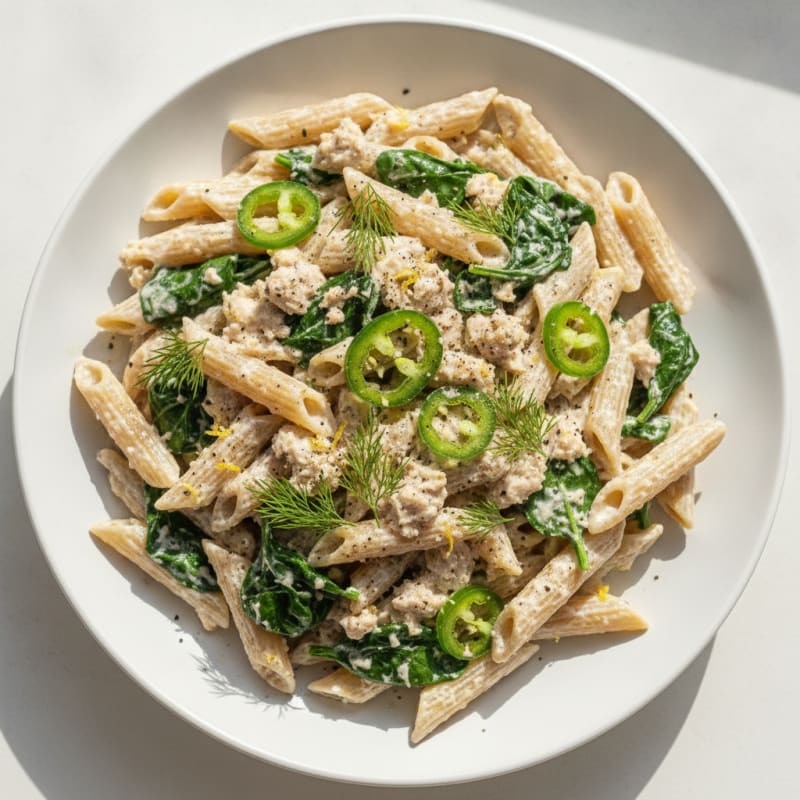 Lemon-Dill Tuna Pasta with Cottage Cheese