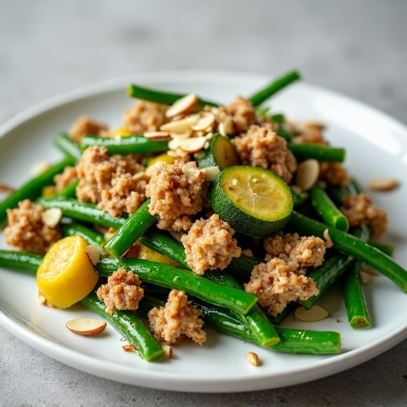 Lean Turkey and Zucchini Skillet with Garlic Green Beans