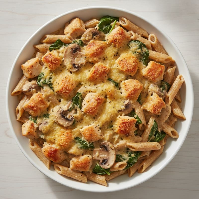 Chicken Mushroom Pasta Bake