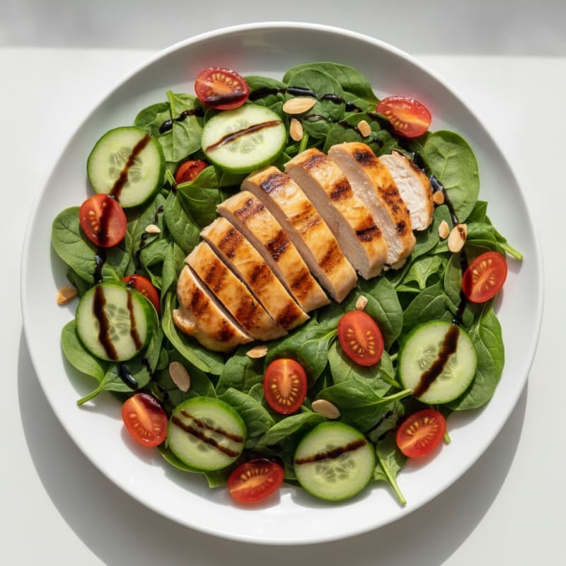 Grilled Chicken Spinach Salad with Balsamic Vinaigrette