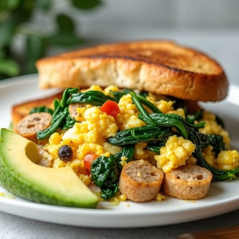 Egg White and Turkey Sausage Scramble with Spinach