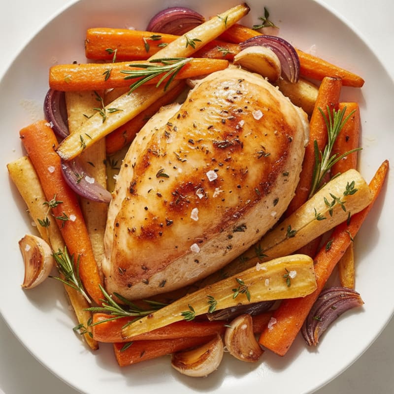 Garlic Herb Roasted Chicken with Root Vegetables