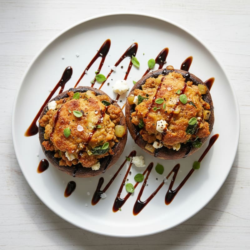 Herb-Stuffed Portobello Mushrooms with Balsamic Glaze