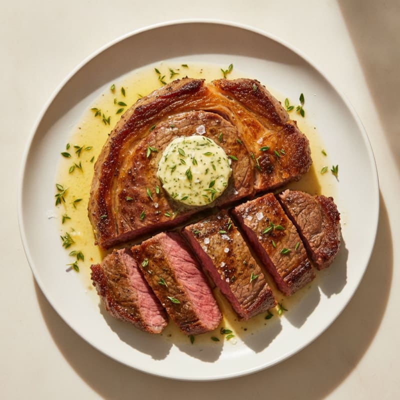 Pan-Seared Ribeye with Herb Butter