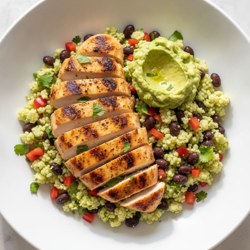 Grilled Chicken Bowl with Cilantro-Lime Cauliflower Rice