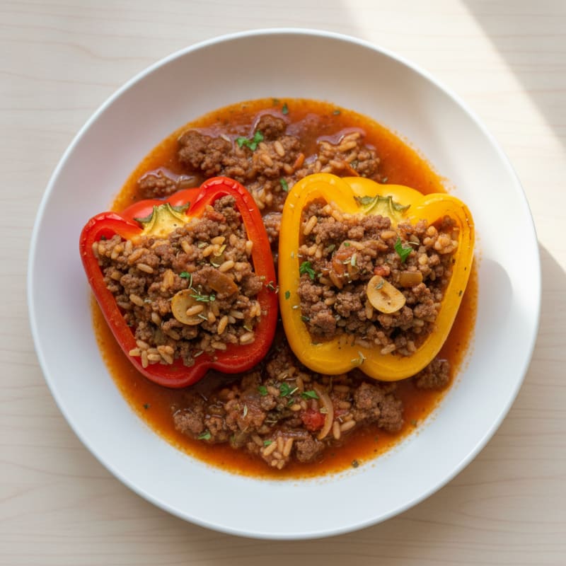 Beef and Rice Stuffed Bell Peppers