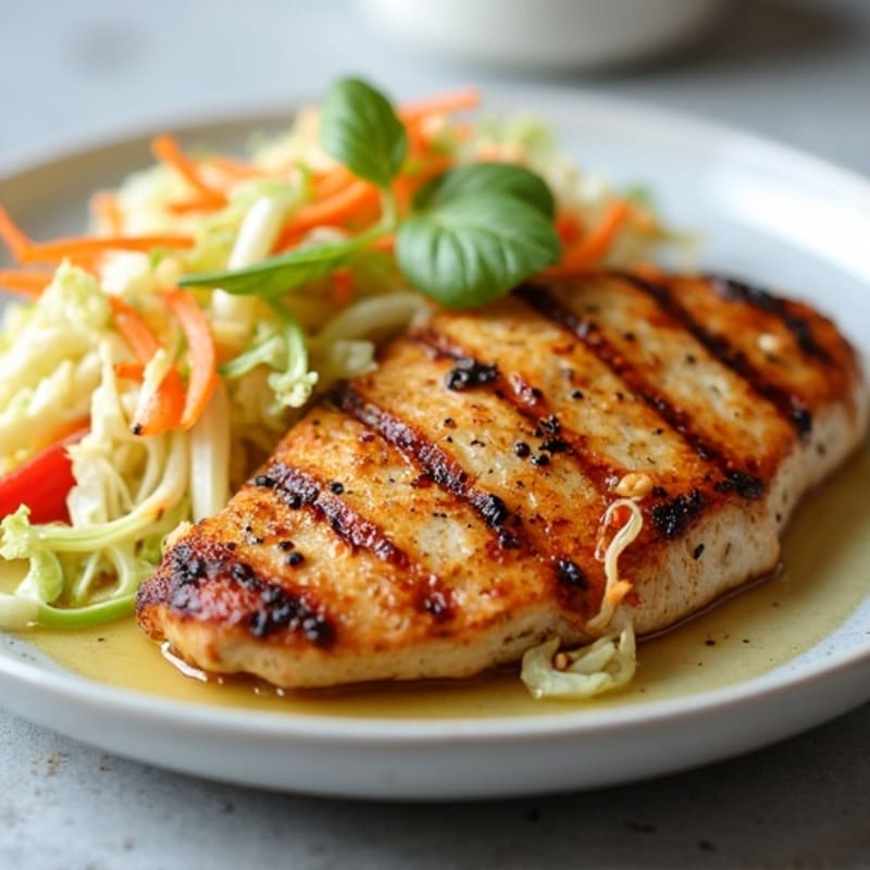Grilled Chicken Breast with Crunchy Cabbage Slaw