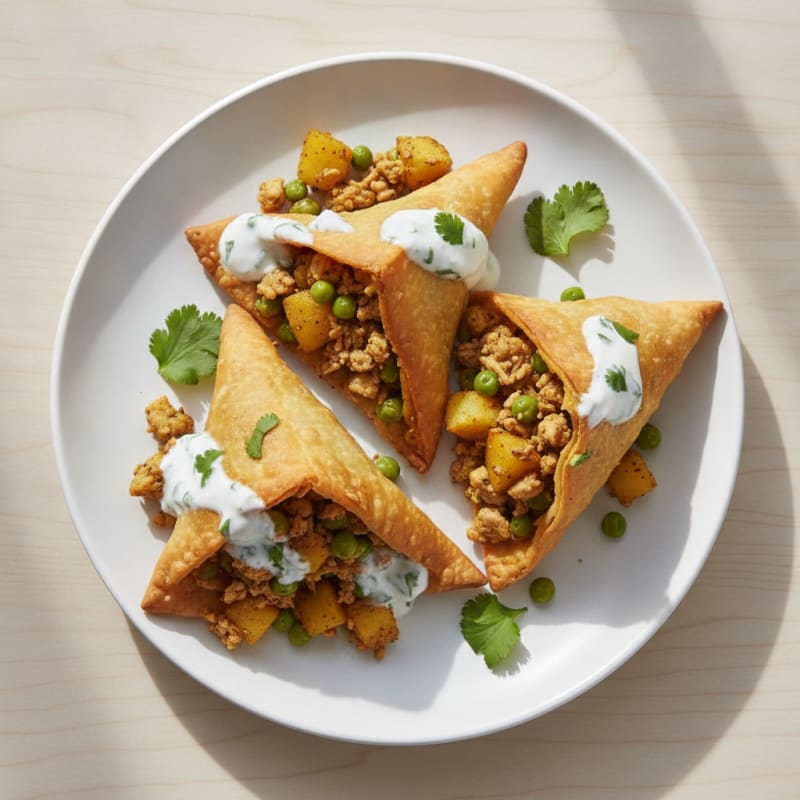 Spiced Potato and Pea Samosa Plate