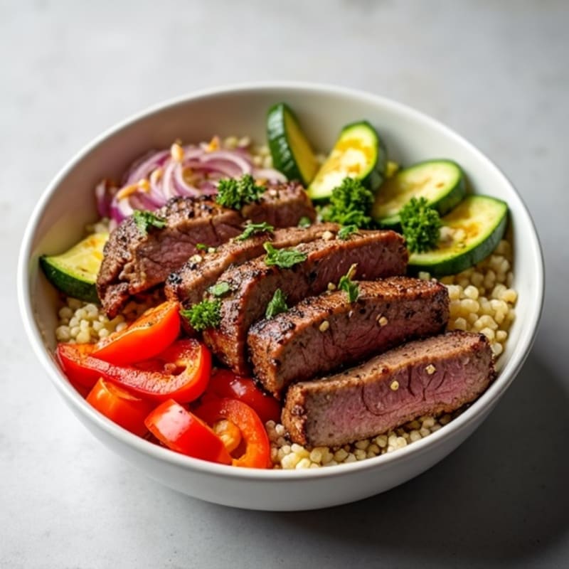 Grilled Steak and Roasted Vegetable Bowl