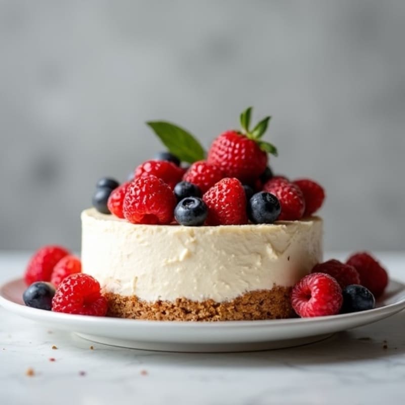 Greek Yogurt Protein Cheesecake with Fresh Berries