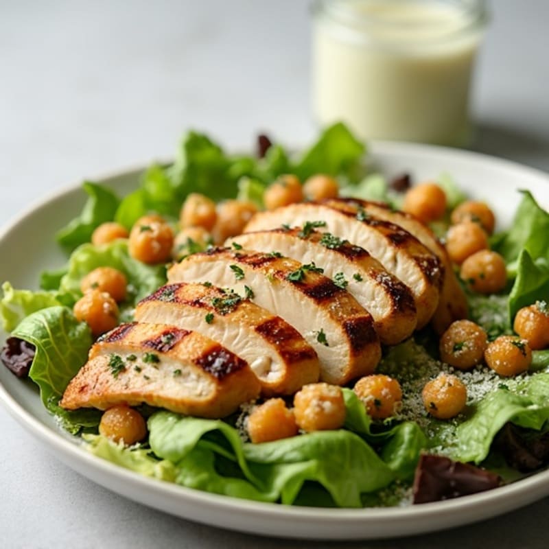 Herb-Grilled Chicken Caesar with Crispy Chickpea Croutons
