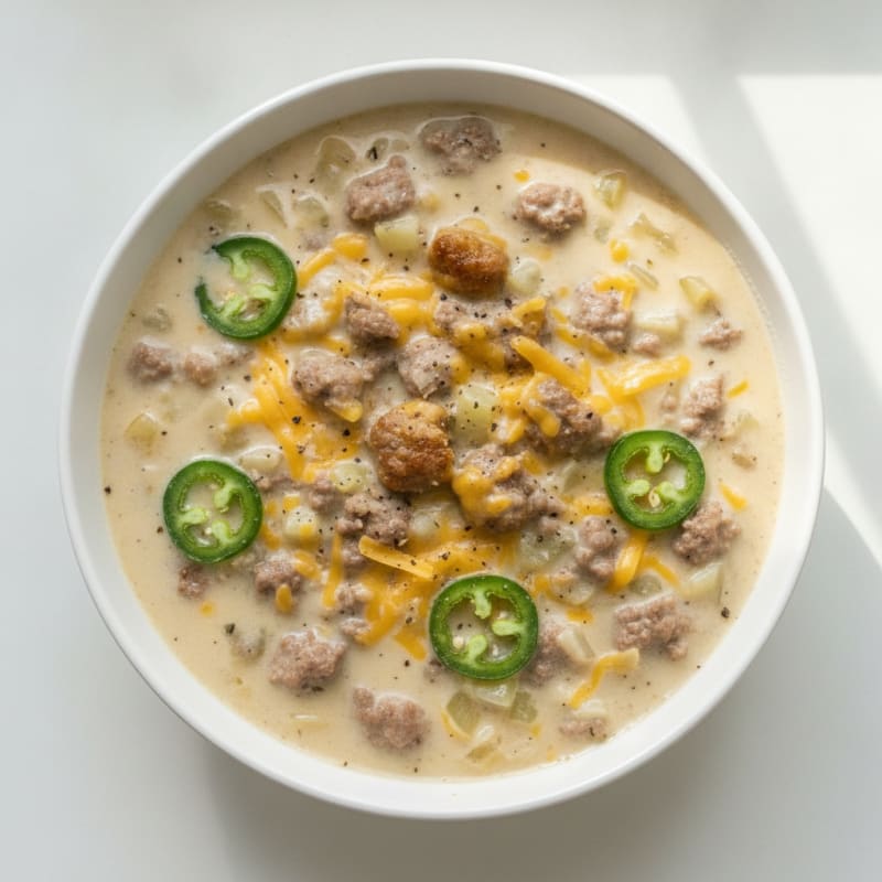 Slow Cooker Jalapeño Cheddar Hamburger Chowder