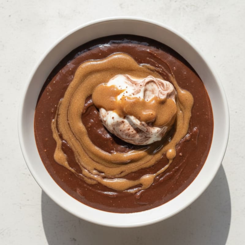 Silky Chocolate Protein Pudding with Almond Butter Swirl