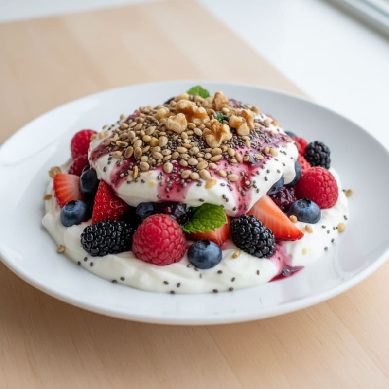 Greek Yogurt Protein Parfait with Mixed Berries