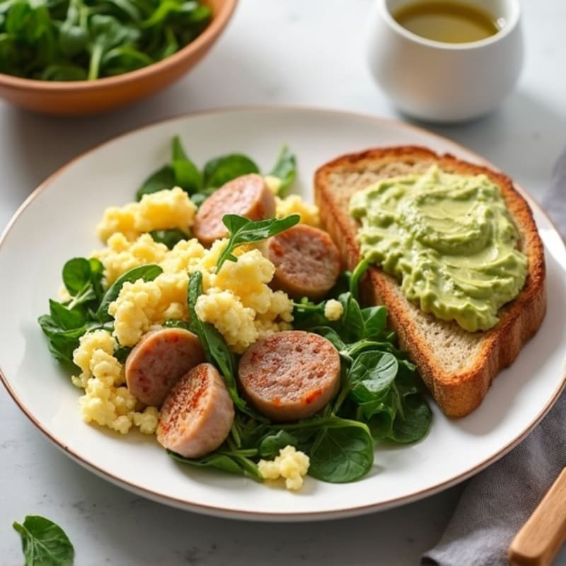 Egg White and Turkey Sausage Scramble with Spinach