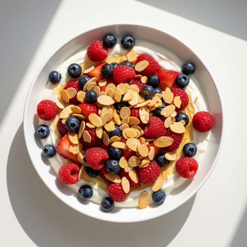 Greek Yogurt Protein Bowl with Mixed Berries and Almonds