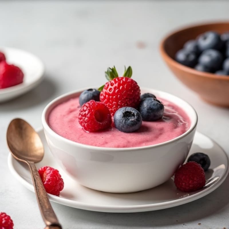 Silky Cottage Cheese Protein Pudding with Mixed Berries