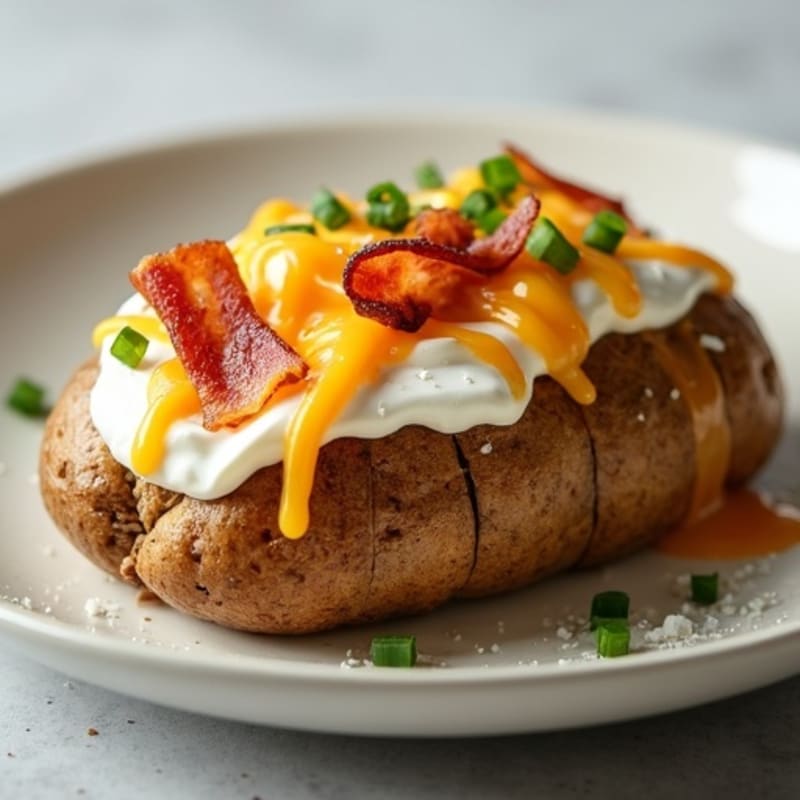 Crispy Baked Loaded Potatoes with Lean Bacon and Creamy Cheesy Filling