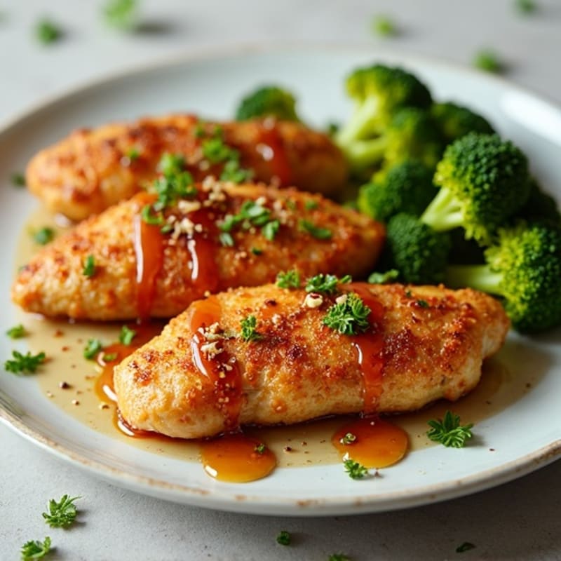 Crispy Honey Garlic Chicken with Roasted Broccoli