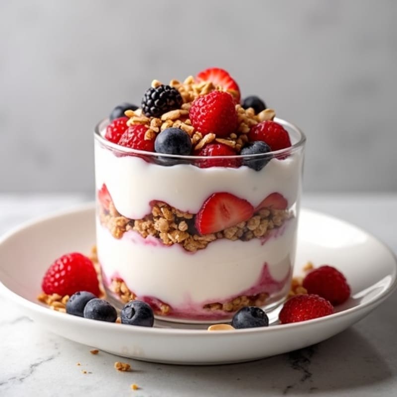 Vanilla Protein Yogurt Parfait with Mixed Berries