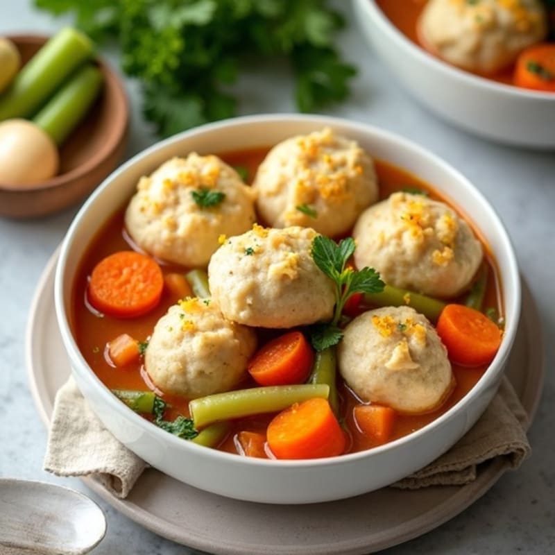 Wholesome Chicken and Vegetable Stew with Fluffy Herb Dumplings