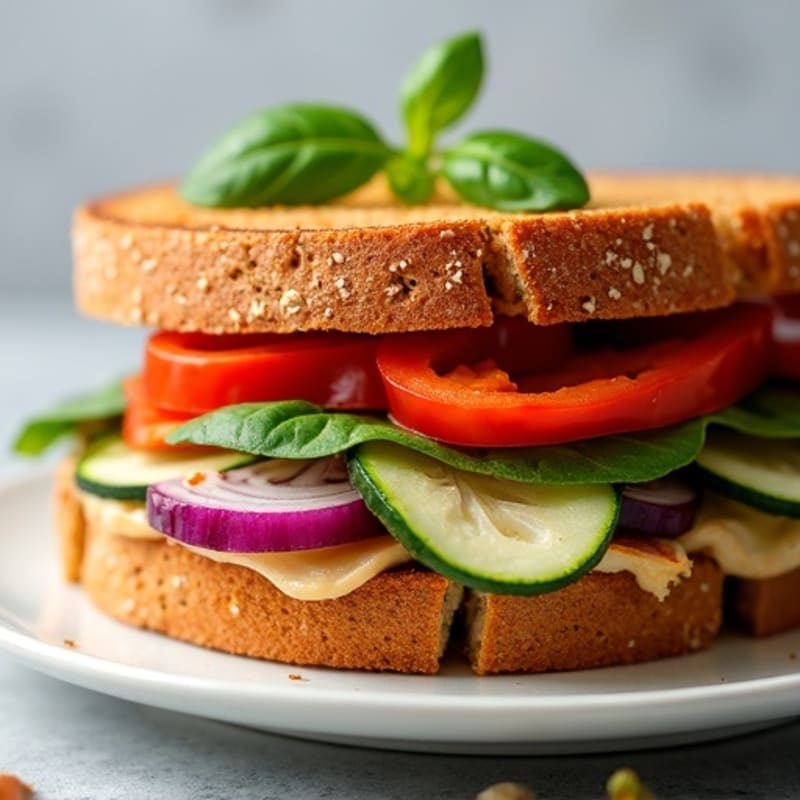 Crispy Roasted Vegetable Panini with Turkey and Hummus
