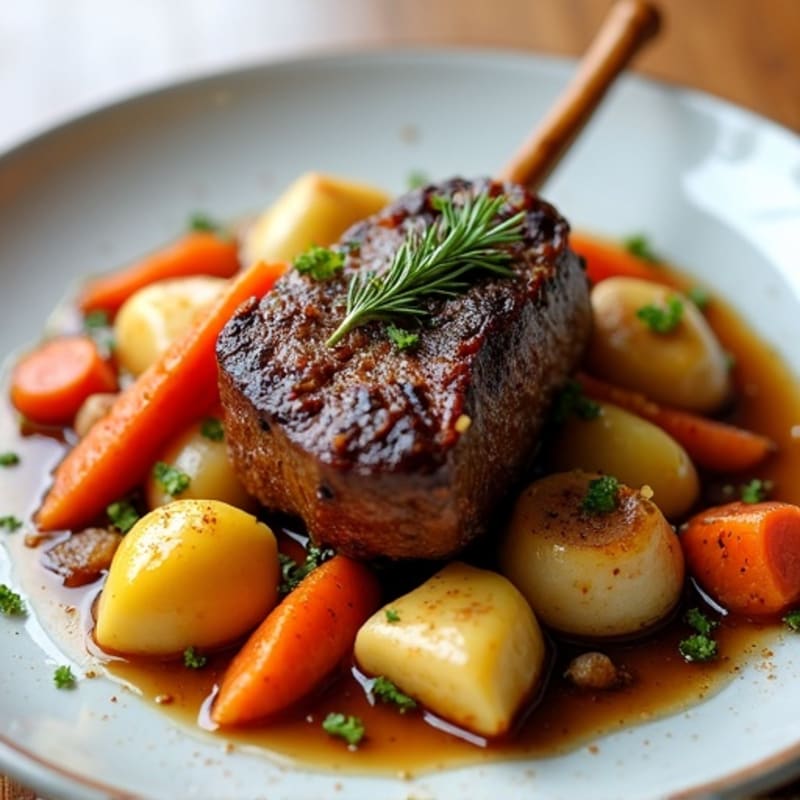 Braised Rosemary Lamb Shank with Root Vegetables