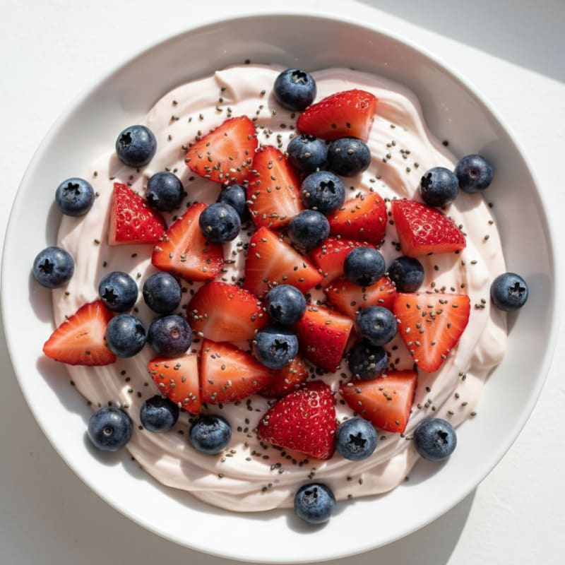 Creamy Greek Yogurt with Protein Powder and Fresh Berries