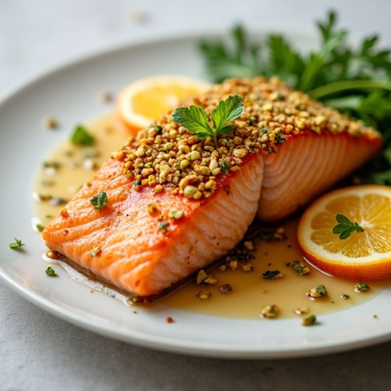Crispy Pistachio-Crusted Salmon with Citrus-Ginger Glaze