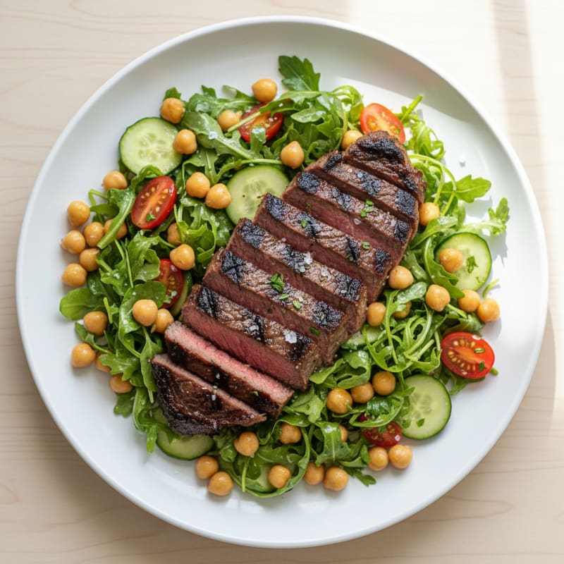 Charred Steak and Zesty Garbanzo Salad