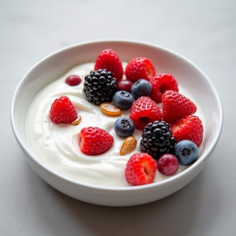 Greek Yogurt Protein Mousse with Mixed Berries