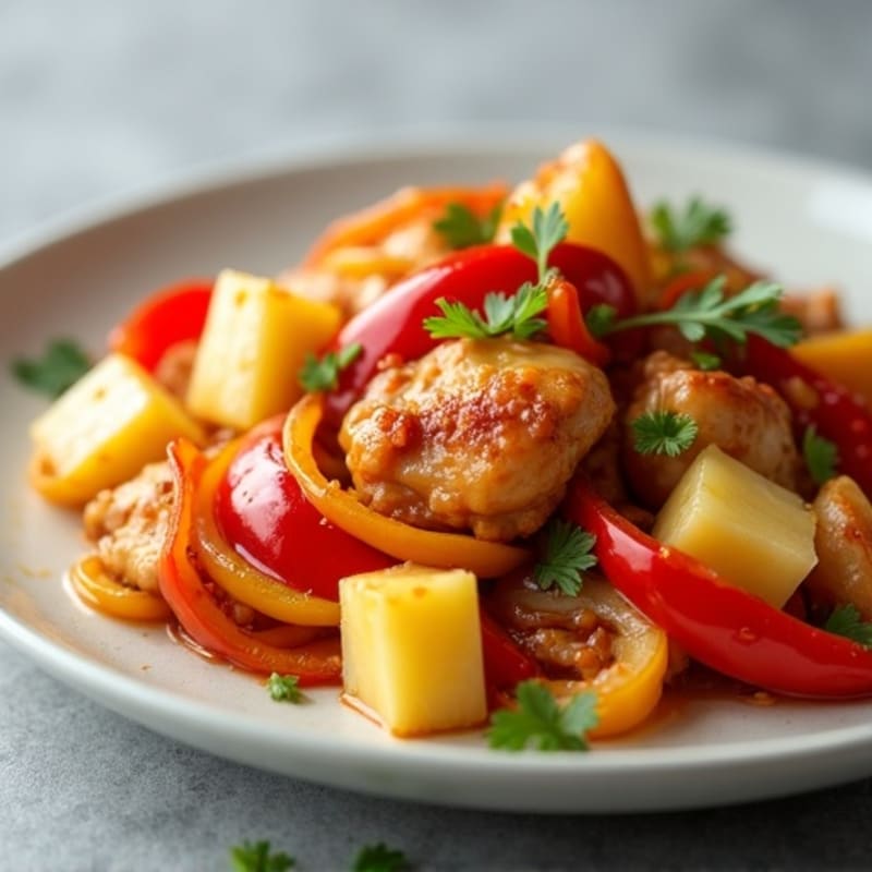 Chicken Sweet & Sour Stir-Fry with Crisp Bell Peppers and Pineapple