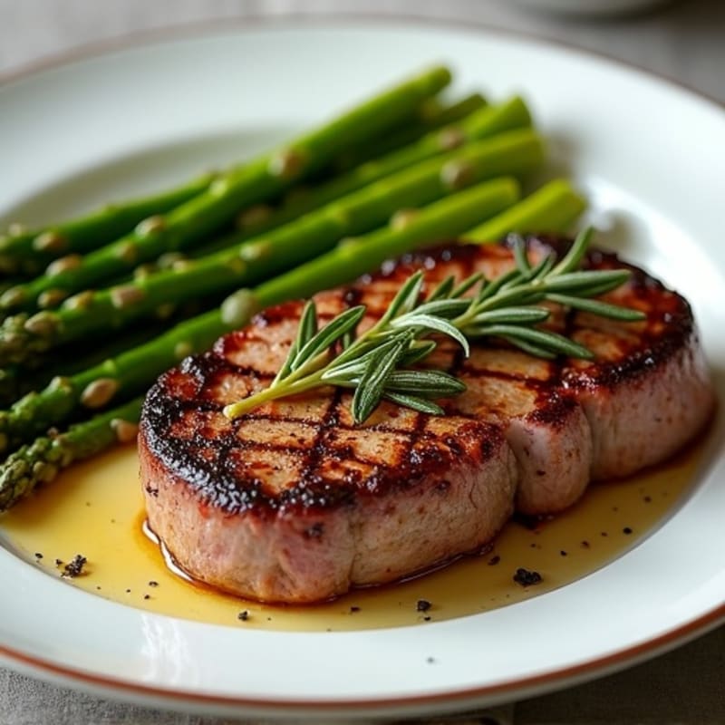 Garlic Herb Pan-Seared Steak with Roasted Asparagus