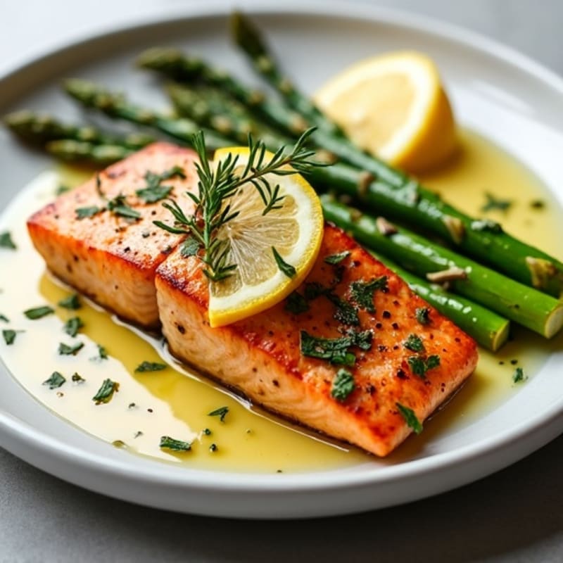 Lemon Herb Roasted Salmon with Roasted Asparagus