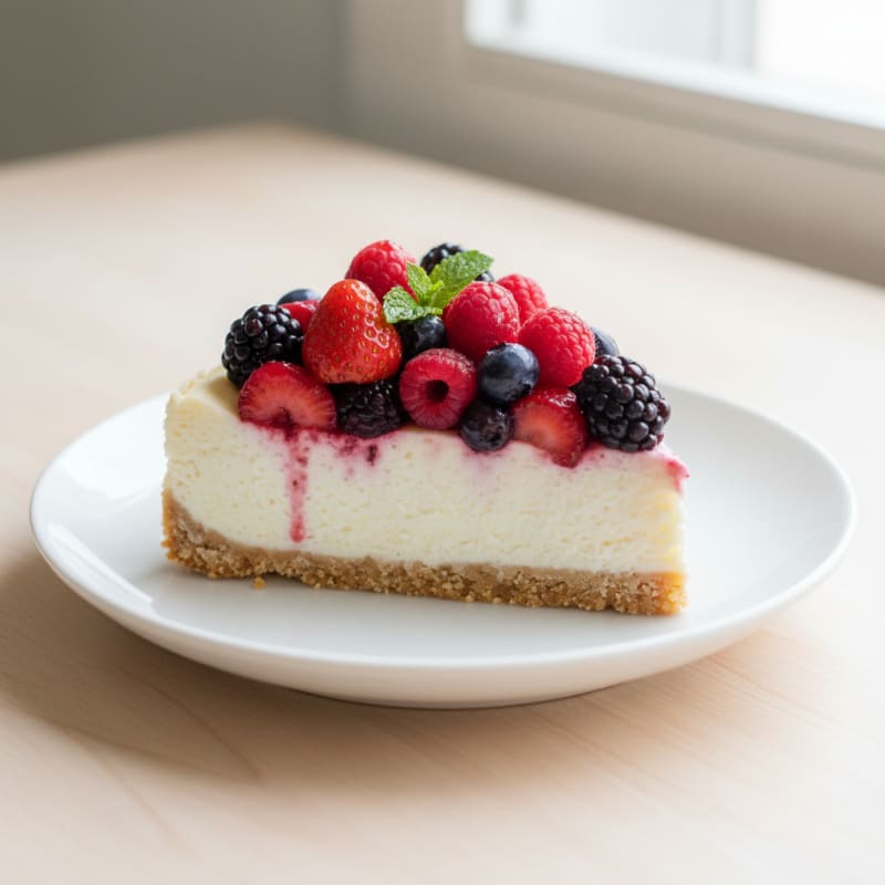 Greek Yogurt Protein Cheesecake with Fresh Berries