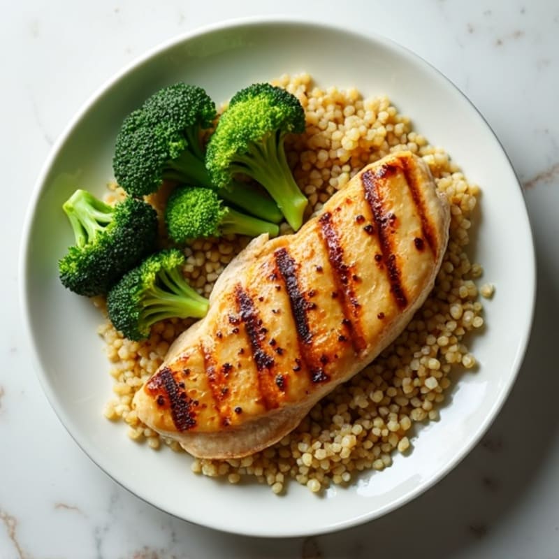 Grilled Chicken Breast with Quinoa and Steamed Broccoli