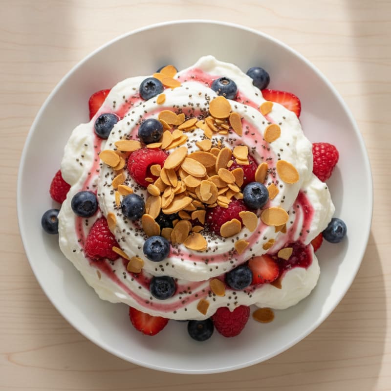 Greek Yogurt Protein Mousse with Mixed Berries
