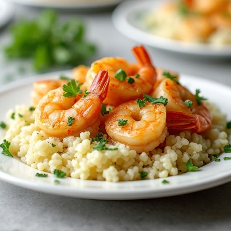 Garlic-Lemon Pan Seared Shrimp with Herb Cauliflower Rice